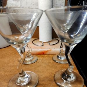 Vintage round z stem martini glasses.